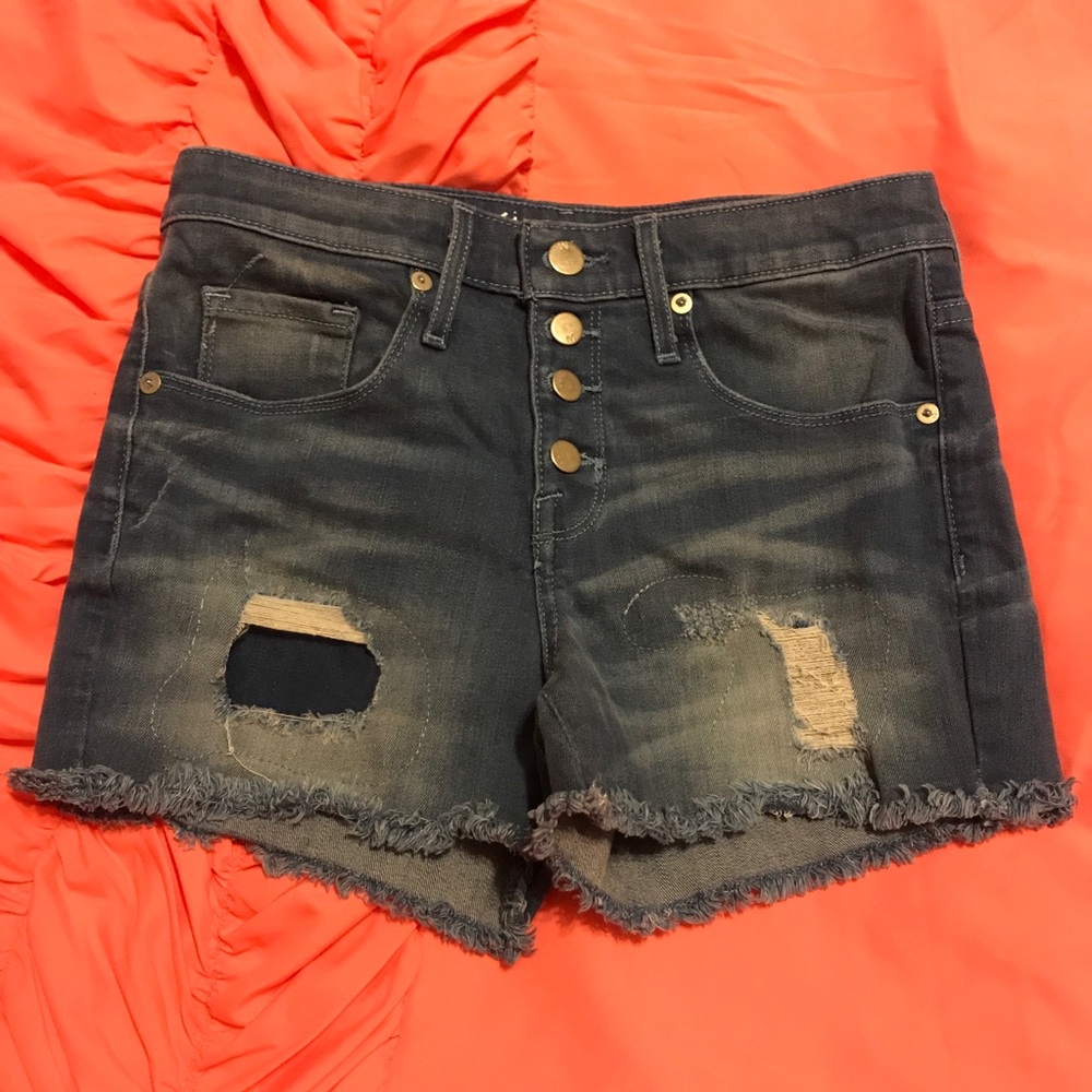 High Rise Button Fly Shorts